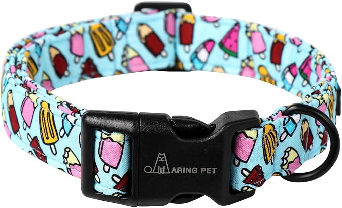 ARING PET Summer Dog Collar, Cute Blue Ice Cream Doggy Collars for Puppy Small Medium Large Boy Girl Dogs Pet, for Daily Photos Outdoor Beach Walking Picnic, XS
