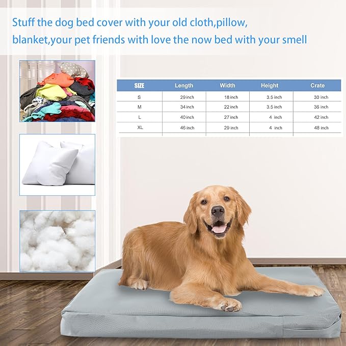 Waterproof Dog Bed Cover Replacement for 30 Inch Wire Crates, Heavy Duty Oxford Fabric Pet Bed Sleeve with Zipper, Washable & Durable Mattress Protector for Puppy, 29" L x 18" W x 3.5" H (Cover Only)