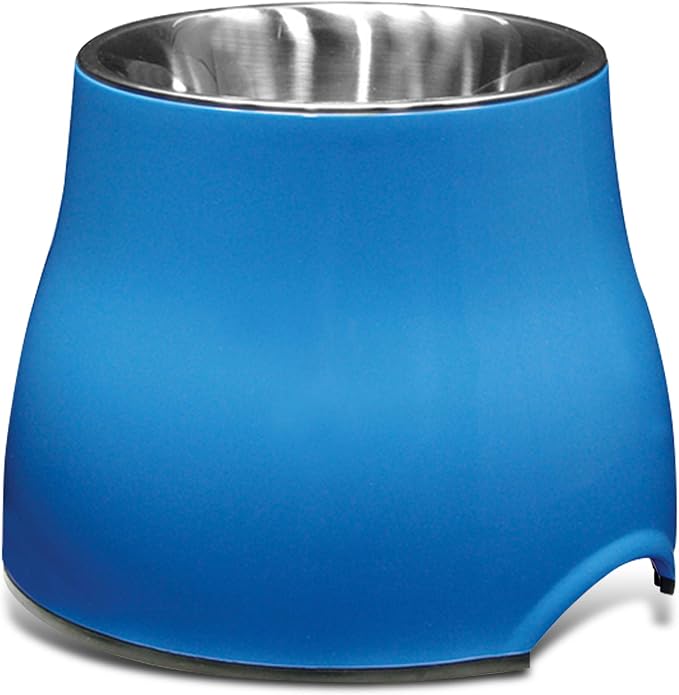 Dogit Elevated Dog Bowl, Stainless Steel Dog Food and Water Bowl for Small Dogs, Blue, 73743