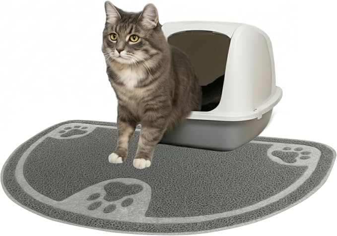 Evelots Small Cat Litter Trap Mat, Waterproof, Non-Slip, Washable, Gray | Soft absorbent mat traps litter and mess, protects floors from urine and moisture, stays in place and is machine washable.