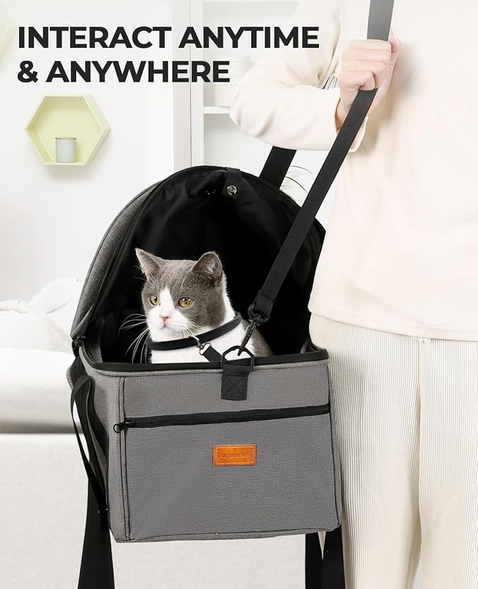BurgeonNest Top-Expandable Large Cat Carrier, Soft Sided Cat Bag Carrier for Medium Large Pet Up to 15 lbs, Upgraded Small Dog Car Seat, Puppy Travel Bag with Semi-Open Canopy