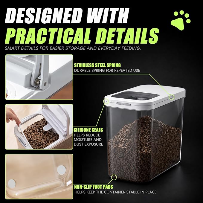 LivLab Mker Dog Food Storage Container 10 Lbs | Pet Food Storage Containers With Lids & Scooper BPA Free Airtight Storage Containers Store Dry Food For Kitchen Pantry