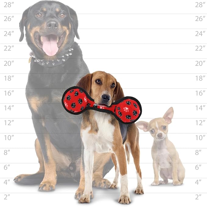 TUFFY® : 2 Ball Tug Dog Toy: Ultra Durable Plush Toy with Multiple Layers & Reinforced Seams, Washable and Floats, Original Construction