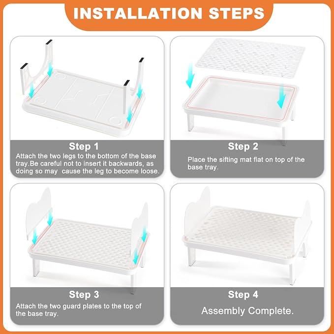 Uross Cat Litter Box Step, Extra Large Litter Box Ramp/Stairs with Detachable Splash-Proof Side Baffles, Anti-Tracking Litter Catcher, Easy to Clean, Non-Slip Step for Small & Elderly Cats (White)