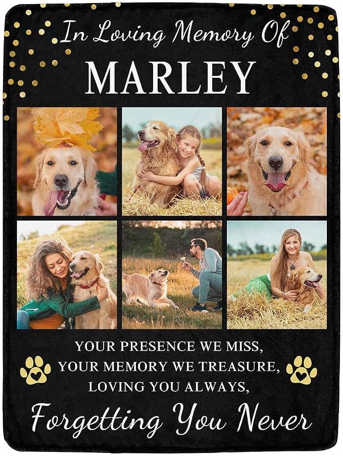 Artsadd Pet Memorial Gifts for Dogs Cats-Personalized Blanket with Photos and Name-in Loving Memory Gifts for Loved Ones Lost-Custom Remembrance Gifts Blankets for Pets Lover-Dog Funeral Gifts