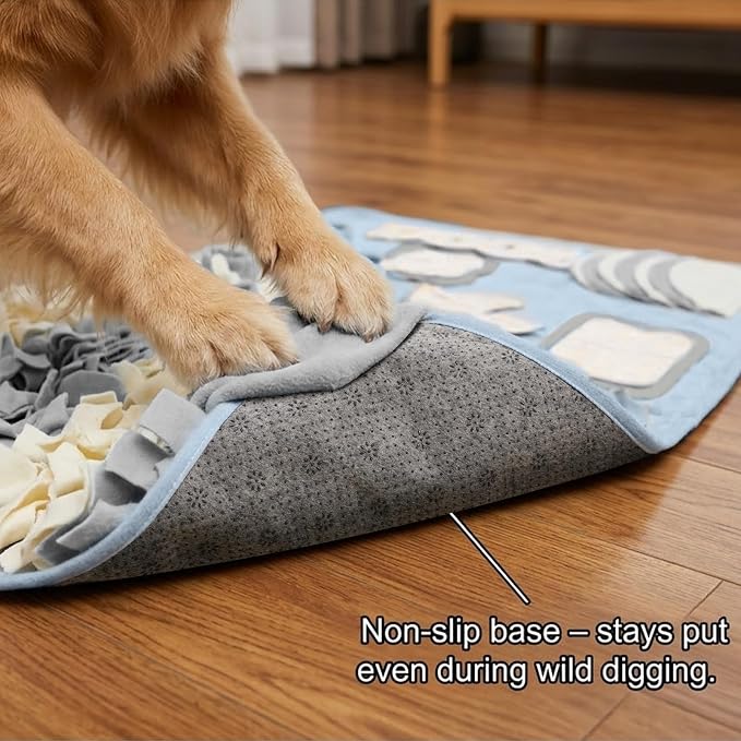 Snuffle Mat for Dogs: Slow Food Interactive Experience - 7 Enrichment Foraging Games for Large Dog Owners Needing to Burn Pet Energy - Washable 1000 Times - 22x38 inch - Blue