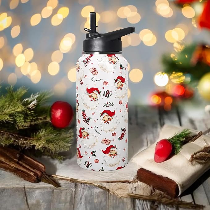 30 oz Christmas Santa Flip Tumbler with lid and Straw CoffeeTravel Mug Cup Water Botter,Christmas Gifts for Women,Christmas Stuff Decor Accessories