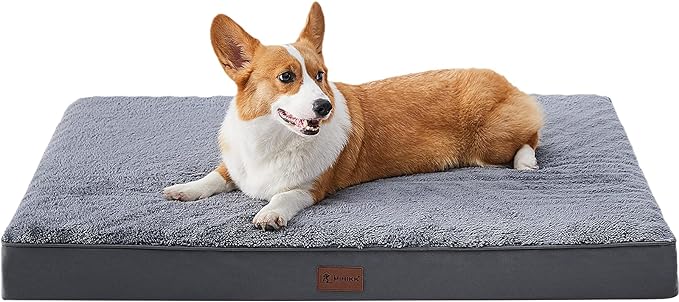 Waterproof Dog Crate Bed for Small Dogs Orthopedic 29x18 Grey | Removable Washable Cover, Egg Crate Foam, Soft Plush Flat Pet Mat, Non-Slip Bottom, Fits Small Dogs Up to 40 lbs