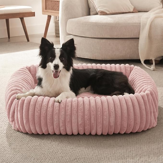 FURTIME Medium Dog Beds for Medium Dogs Washable, Orthopedic Dog Bed, Rectangle Warming Soft Calming Sleeping Puppy Bed Durable Pet Bed with Anti-Slip Bottom