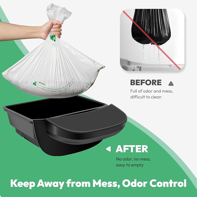 50 Pcs Waste Bags, Compatible with Litter Robot 4/5/3, Heavy Duty Cat Litter Trash Bags, Waterproof, White Replacement Litter Bags, 26.4" x 21.9"