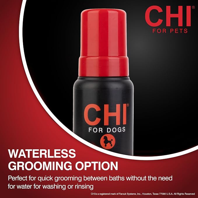 CHI for Dogs Deodorizing Waterless Foam Wash, No-Rinse Dry Shampoo for Dogs to Help Control Odor, Sulfate and Paraben Free, Waterless Pet Grooming, Pump Bottle, Made in the USA, 8 Fl Oz