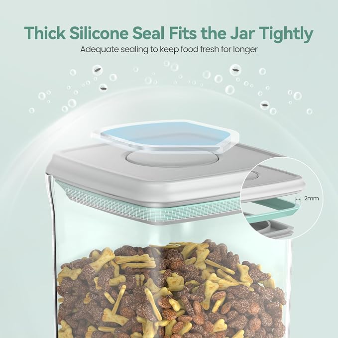 Dog-Cat POP Treat-Airtight jar-Container - 1.3 Qt/1.2 L and 2.2 Qt/2 L (2PC) | Stackable One-Touch Opening | For Snacks Candy Salt Herbs Spices | BPA-Free