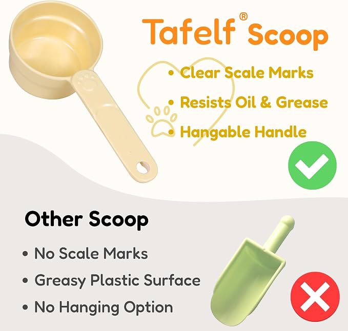 1/2 Cup Dog Food Scoop, Extra Long Handle Sturdy Melamine Pet Food Measuring Scoop with Clear Marking Lines, BPA-Free, Shatterproof, Dishwasher Safe (Butter Yellow, 1/2 Cup)