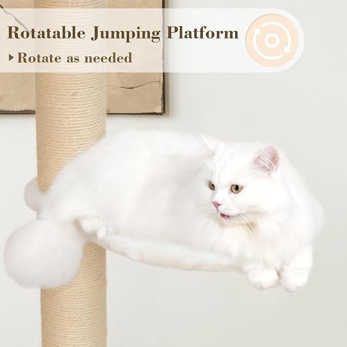 Modern Cat Tree, 53" Tall Cat Trees for Indoor Cats, Cat Condo Natural Sisal with Scratching Posts, Hand-Woven Tower & Top Perch, Cat-Tree for Kittens Climb Play & Rest