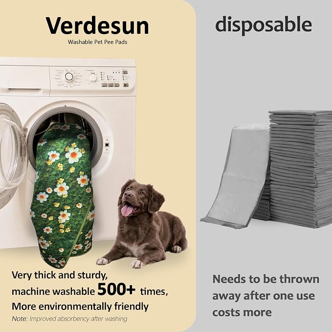 Washable Pee Pads for Dogs, Reusable Puppy Potty Training Pads, Ultra-Absorbent Thick Waterproof Leak-Proof Non-Slip Pads & Mat for Crate, Playpen, Floor, Whelping & Housebreaking , 2 Pack 36"x48"