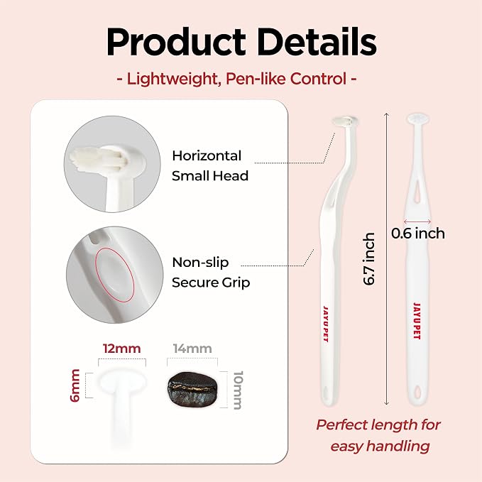 JAYU PET Dental Care Brush with Soft Bristles 1ea | Dog Toothbrush, Cat Toothbrush, For Kitten and Small Dogs, Removes Old Plaque and Tartar, Easy Cleaning