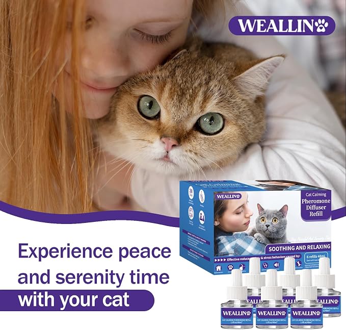 6 Pack Cat Calming Diffuser Refills - Cat Pheromones Calming Diffuser Refill Relieve Anxiety & Stress 6 Month Supply, Cat Pheromone Diffuser Refills (Fits All Common Diffuser Heads) | Cat Pheromones Calming Diffuser Refill 6 Month Supply, Cat Pheromone...