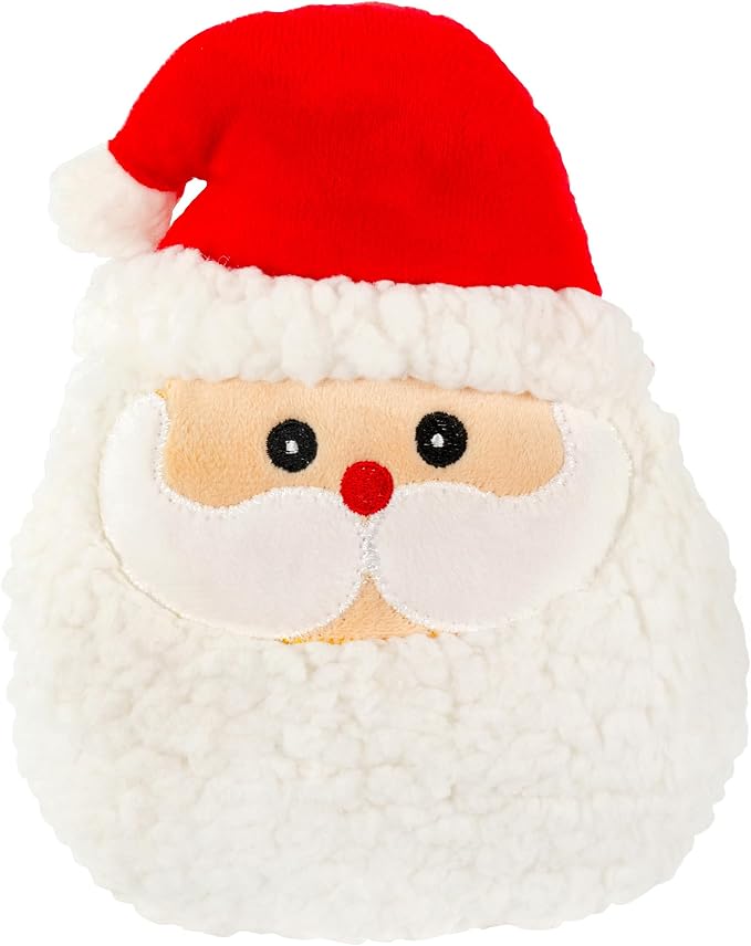 Giftable World Holiday Plush Pet Toy Fun for Christmas Designs with Squeaker Dog Chew Toy (7" Reindeer & Santa Cookie)