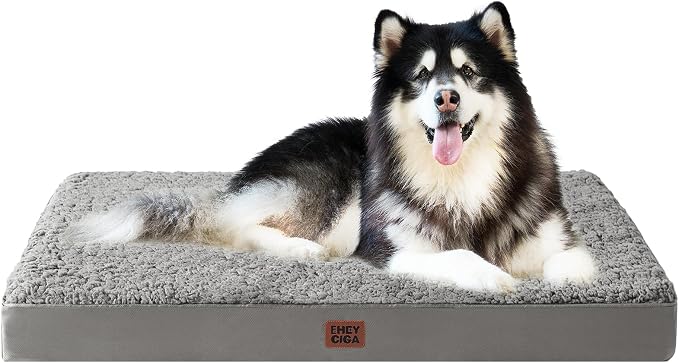 EHEYCIGA Orthopedic Dog Bed Extra Large with Removable Washable Cover, 50IN | Egg Crate Foam Support, Durable Oxford fabric, Non-Slip Bottom, Machine Washable, Soft Waterproof Plush Pet Bed Mat For Crate