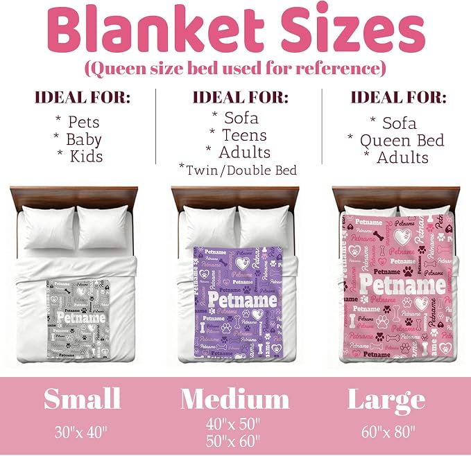 Nxwdwqa Personalized Dog Name Blanket Throws with Photos, Custom Pet Name Blanket, Dog Gifts for Pet Lovers, Customized Puppy Blanket for Adult Kid Christmas Fathers Mothers Valentines Gift