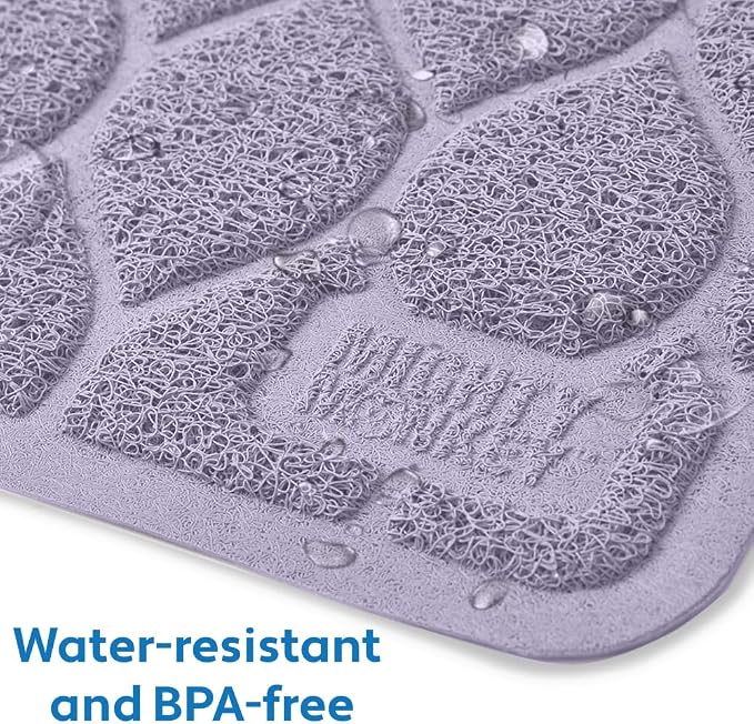 MIGHTY MONKEY Waterproof BPA Free Cat Litter Box Trapping Mat, Easy Clean Floors, Textured Backing, Soft on Sensitive Kitty Paws, Cats Accessories, Less Waste, Stays in Place, 24x17, Purple