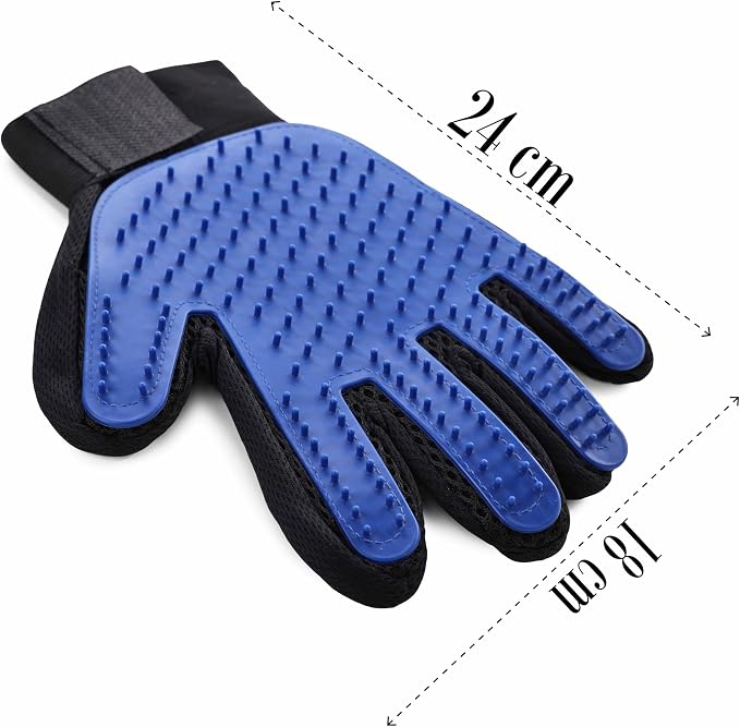 3-PCS Pet Grooming Set – 255-Tip Deshedding Gloves for Dogs & Cats, Gentle Massage Mitt & Hair Remover Brush (Left & Right Hand) + Electrostatic Pet Hair Remover Glove for Furniture & Clothes