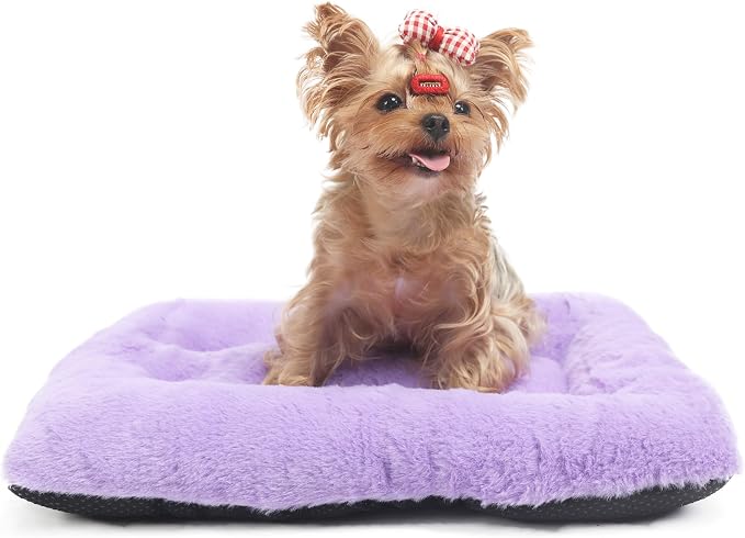 Dog Crate Bed 22x13,Washable Dog Crate Pad for Medium Dogs,Soft Kennel Bed Mattress with Non Slip Bottom,Purple