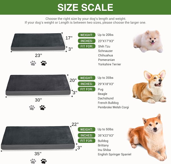Vonabem Waterproof Small Dog Bed Crate Pad, 24 inch, Outdoor Washable Orthopedic, Anti-Slip Bottom Puppy Cat Bed Kennel Pad 23 * 17 inch, Dark Gray