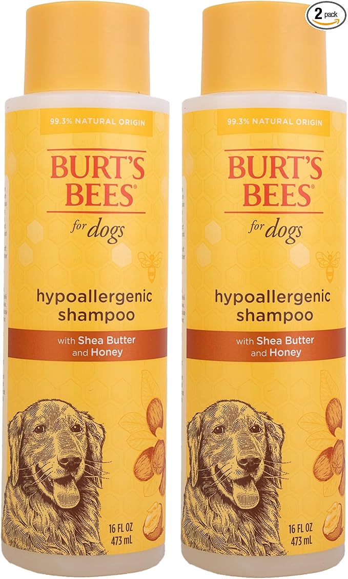 Burts Bees for Pets Hypoallergenic Dog Shampoo, 16 Fl Oz, 6-Pack | Suitable for dogs with allergies, fragrance-free formula, 95% natural origin, sensitive skin and coat