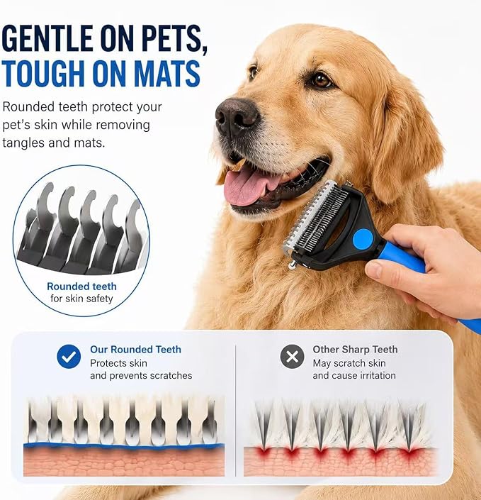 Deshedding Dog Brush，3-in-1 Undercoat Rake for Dogs (Black) | Pet Pro Grooming Tool – Ultimate Dematting Comb & Deshedding Brush for Cats and Dogs, Perfect for Shedding & Detangling