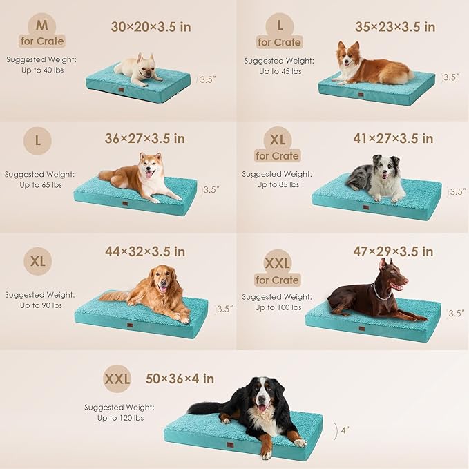 EHEYCIGA Orthopedic Dog Bed Medium with Removable Washable Cover, 30x20 | Egg Crate Foam Support, Durable Oxford fabric, Non-Slip Bottom, Machine Washable, Soft Waterproof Plush Pet Bed Mat For Crate