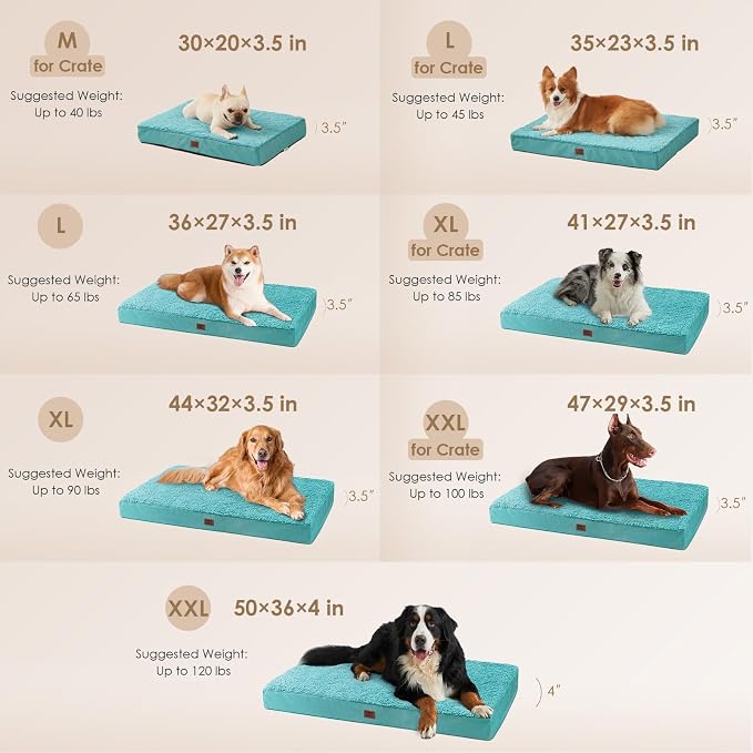 EHEYCIGA Orthopedic Dog Bed Extra Large with Removable Washable Cover, 41IN | Egg Crate Foam Support, Durable Oxford fabric, Non-Slip Bottom, Machine Washable, Soft Waterproof Plush Pet Bed Mat For Crate