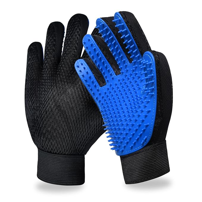 Cat Grooming Glove Brush, Pet Hair Remover Tool, 1 Pair Reusable Dog Hair Fur Remover for Carpet, Furniture, Couch, Clothes, Eco-Friendly and High efficiency (Blue) | Reusable Dog Hair Fur Remover for Carpet, Furniture, Couch, Clothes, Eco-Friendly and...