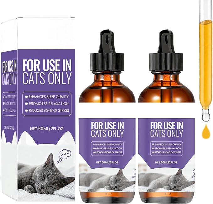 Cat Melatonin for Anxiety Relief & Calming – Helps Promote Restful Sleep, Relaxation for Grooming, Travel & Vet Visits – Melatonin for Cats, Cat Sleep Aid for Feline Stressful Emotions（2 Pack