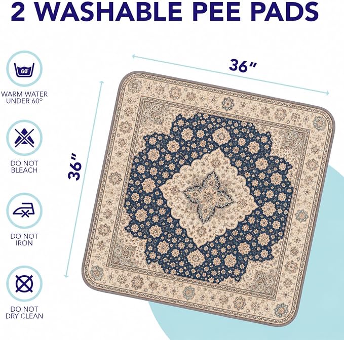 PUPIBOO Washable Pee Pads for Dogs and Cats - Super Absorbent Reusable Puppy Training Pads - 100% Waterproof, Leak-Proof & Non-Slip Whelping Pads for Pet Housebreaking