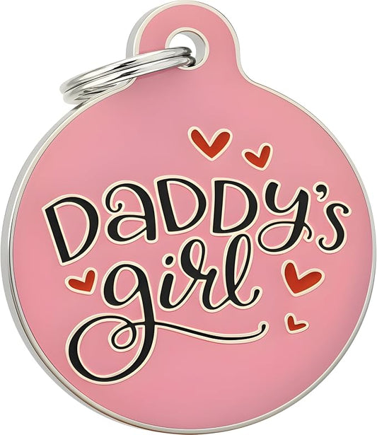 Bad Tags Personalized Dog and Cat ID Tags in 25+ Designs and 2 Sizes - 5 Lines of Custom Engraved Text - Funny Cute Personalized Pet Tags (Daddy's Girl, Large (1.25 inch))