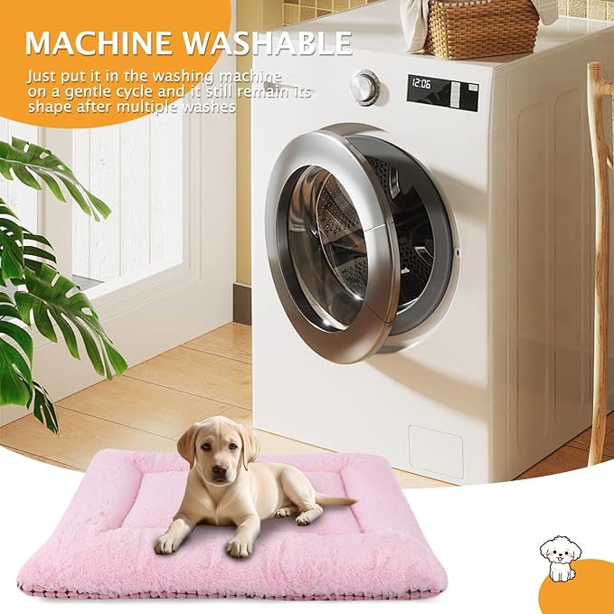 Reversible Dog Bed Mat with Plush and Corn Velvet,Soft Warm Pet Cushion, Dual Purpose Washable Sleeping Mattress Bed for Small Medium Large Dog and Cat XB004 (48"*30", Pink)