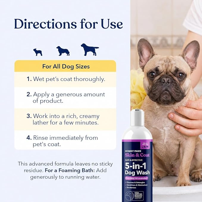 Oatmeal Lavender Dog Shampoo and Conditioner, Itchy Skin Relief, Allergies | Oatmeal Shampoo for Dogs, Anti-Itch Pet Shampoo for Dogs, for Allergies and Itching, Sensitive Skin, Smelly Dogs