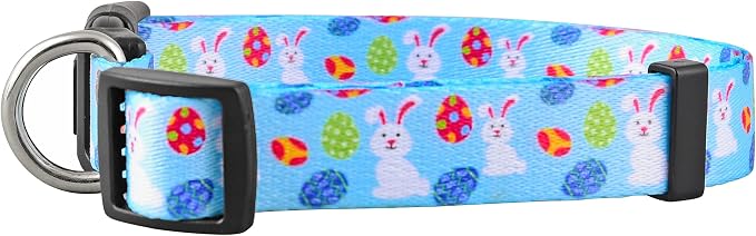 Native Pup Easter Dog Collar, Cute Spring Gift for Puppies, Pink Pastel, Eggs, Chicks, Bunny Adjustable for Small, Medium, Large Breeds (Bunny & Eggs, Medium)