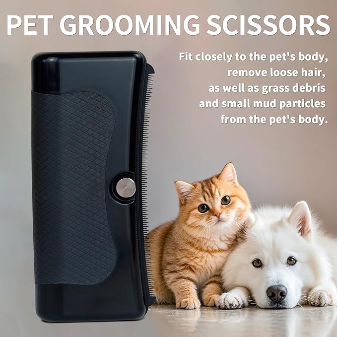 Pet Deshedding Brush for Dogs Cats Rabbits Horses, Gentle Grooming Tool | Effectively Removes Undercoat & Loose Hair & Matted Fur with Ergonomic Handle