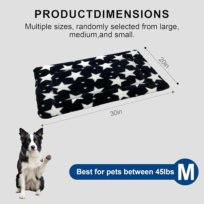 Washable Dog Bed Mat With Anti-Slip Bottom, Deluxe Plush Memory Foam Crate Pad & Waterproof Outdoor Kennel Mat For Dogs & Cats-Durable Crates Beds, Large Medium Small Puppy Size 30" x 20",Blue
