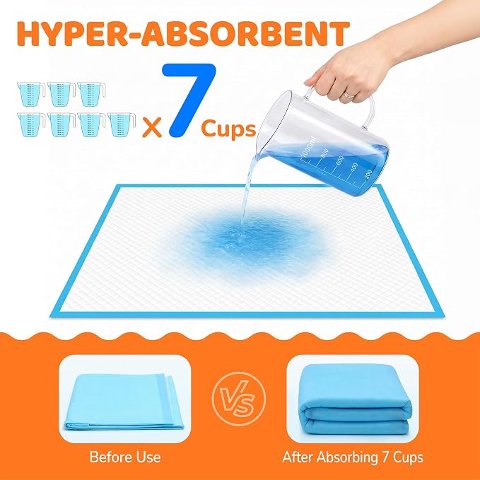 Dog Pee Pad, Puppy Potty Training Pet Pads Dog Pads Extra Large Disposable Super Absorbent & Leak-Free Pee Pads 28"x34"