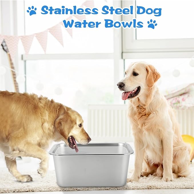 YUEPET 2 Gallons Stainless Steel Dog Water Bowls, Extra Large Metal Dog Food and Water Bowls Large Capacity Pet Water Bowls for Indoor and Outdoor Extra Large Dogs