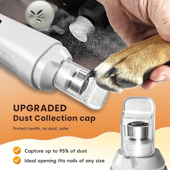 6-Speed Dog Nail Grinder with Led Light, 30 db Ultra Quiet Brushless Motor | Painless Paws Grooming Dog Nail Grinder for Small Medium Large Dogs