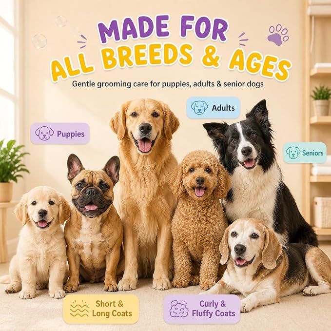 Oatmeal Dog Shampoo and Conditioner for Itchy Skin Relief 16 fl oz | 5-in-1 Puppy Shampoo for Sensitive Skin | Clean, Condition, Deodorize & Detangle | Dog Wash for All Breeds | ALFIE'S CHOICE