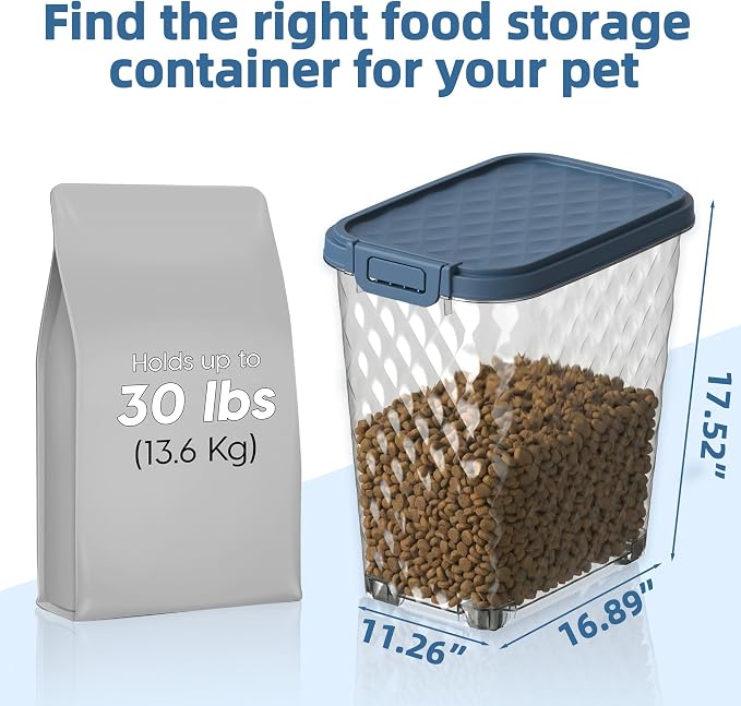 Pet Food Storage Containers, Resin Dog Food Storage Container with Airtight Lid & Transparent Body, Extra-Large Sturdy Cat Food Container for Cat Food Containers Dry Food, Indoor Use（Double）
