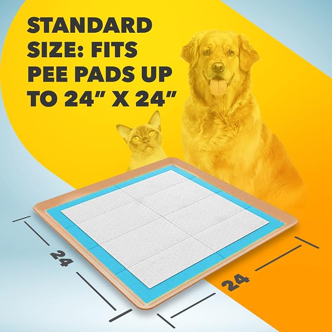 TidyFriend 2 Pack Dog Pee Pad Holder - Fits Up to 24” x 24” Pee Pad Holder for Dogs - Stable Grip, Soft Edges, Quick Wipe Silicone Surface Dog Pad Holder for Indoor Flooring Protection(Beige)