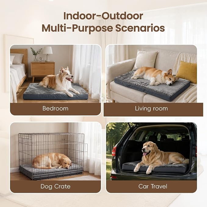 NUPIDA Waterproof Large Dog Bed for Crate with Washable Cover, 35x22, Grey | TPU Waterproof Layer, Easy Clean Cover, Soft Plush Surface, Durable Oxford fabric, Non-Slip Bottom, For Large Breeds ≤50lbs