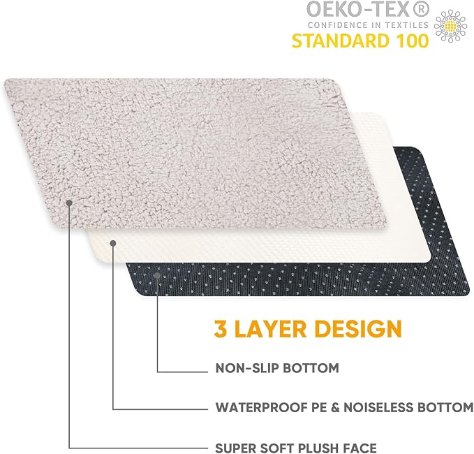 Sunheir Waterproof Dog Bed Covers Replacement Washable, Pet Bed Cover Only | Removable Machine-Washable Soft Plush Cover in Easy-Clean, Non-Slip Bottom, Zipper Closure, 36x27x3 Inches, Grey