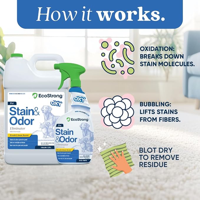 Oxy Pet Carpet Cleaner Spray | Pet Stain Remover for Pet Urine, Cat Pee, Dog Poop | Deep Spot Treating Action on Carpeting, Upholstery, Laundry, Pet Beds & More (160 Fl Oz)